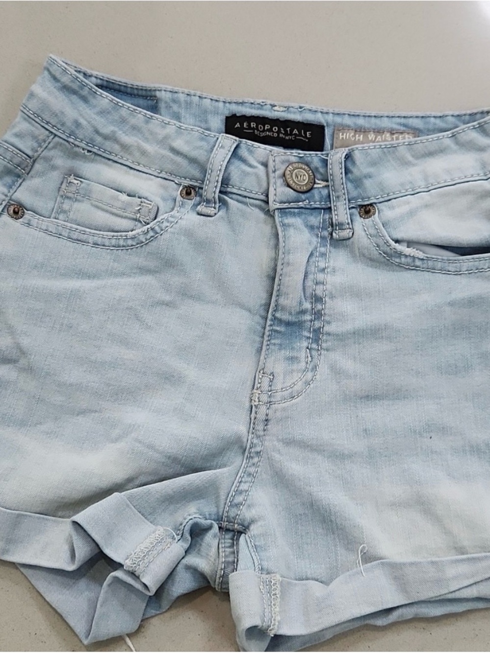 Aeropostale Light Blue High Rise Denim Shorts